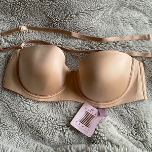Savage X Fenty Core Microfiber Strapless Bra, Size 34DD, Honey Nude